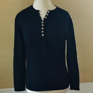 Salvatore Ferragamo Black Gold Button Sweatshirt